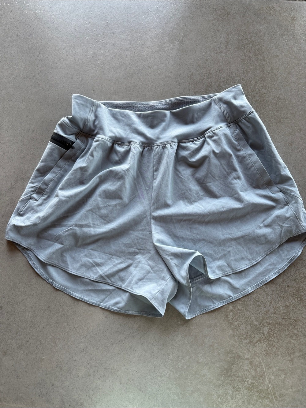 Under Armour Light Gray Women's Athletic Running Shorts with Zip Pocket